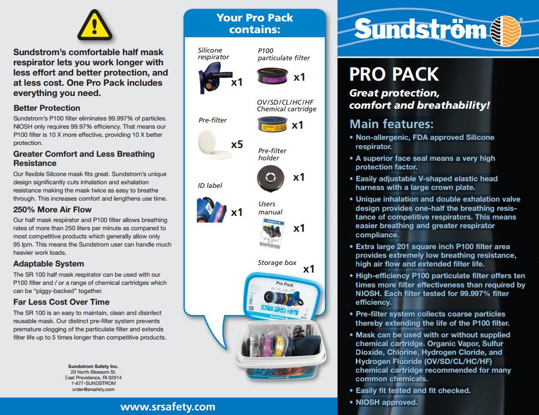 Sundstrom Pro Pack SR 100 M/L Respirator - BetterGrow Hydro